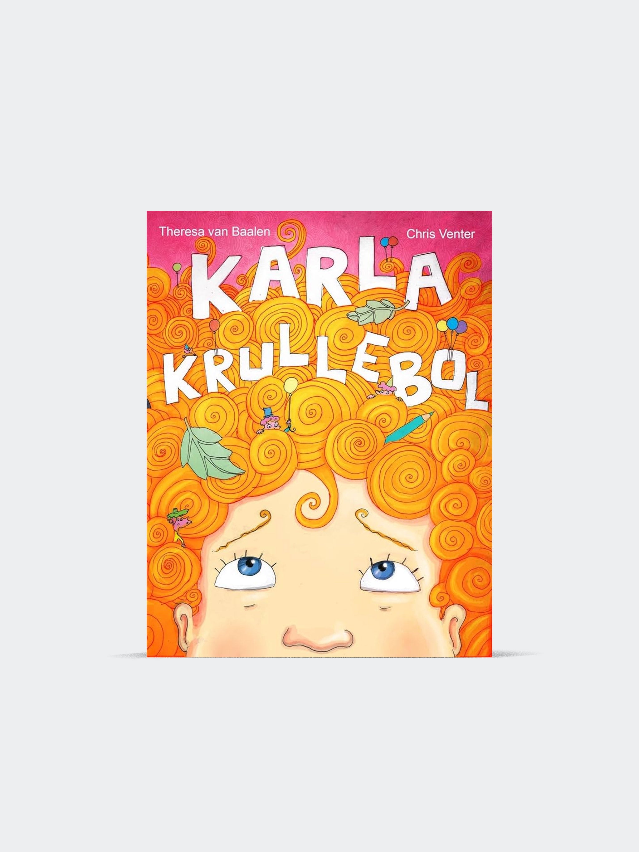 Karla Krullebol Afrikaans children's paperback book featuring a curly haired main character.