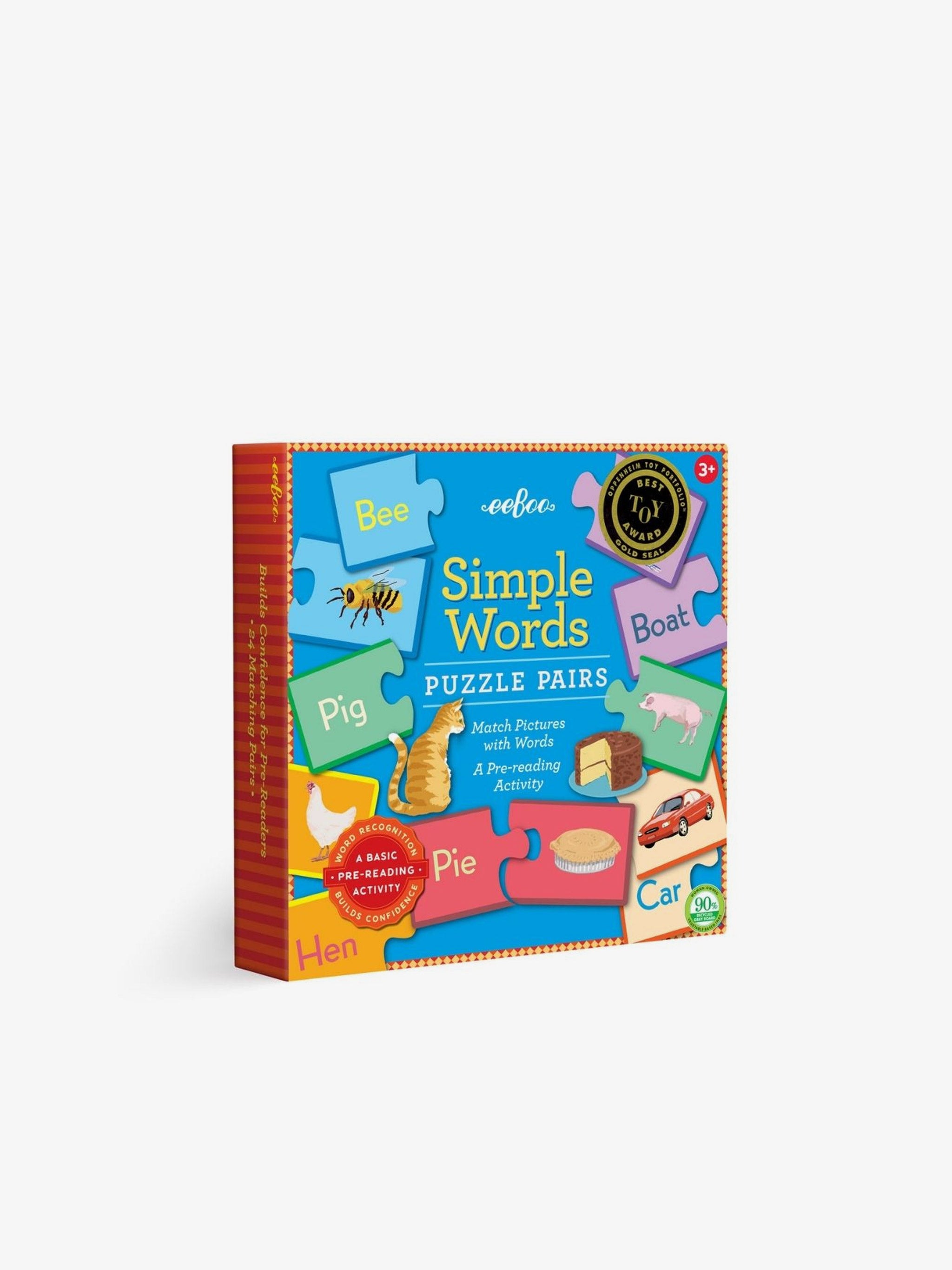 Simple Words Puzzle Pairs educational puzzle for building early reading and word recognition skills.