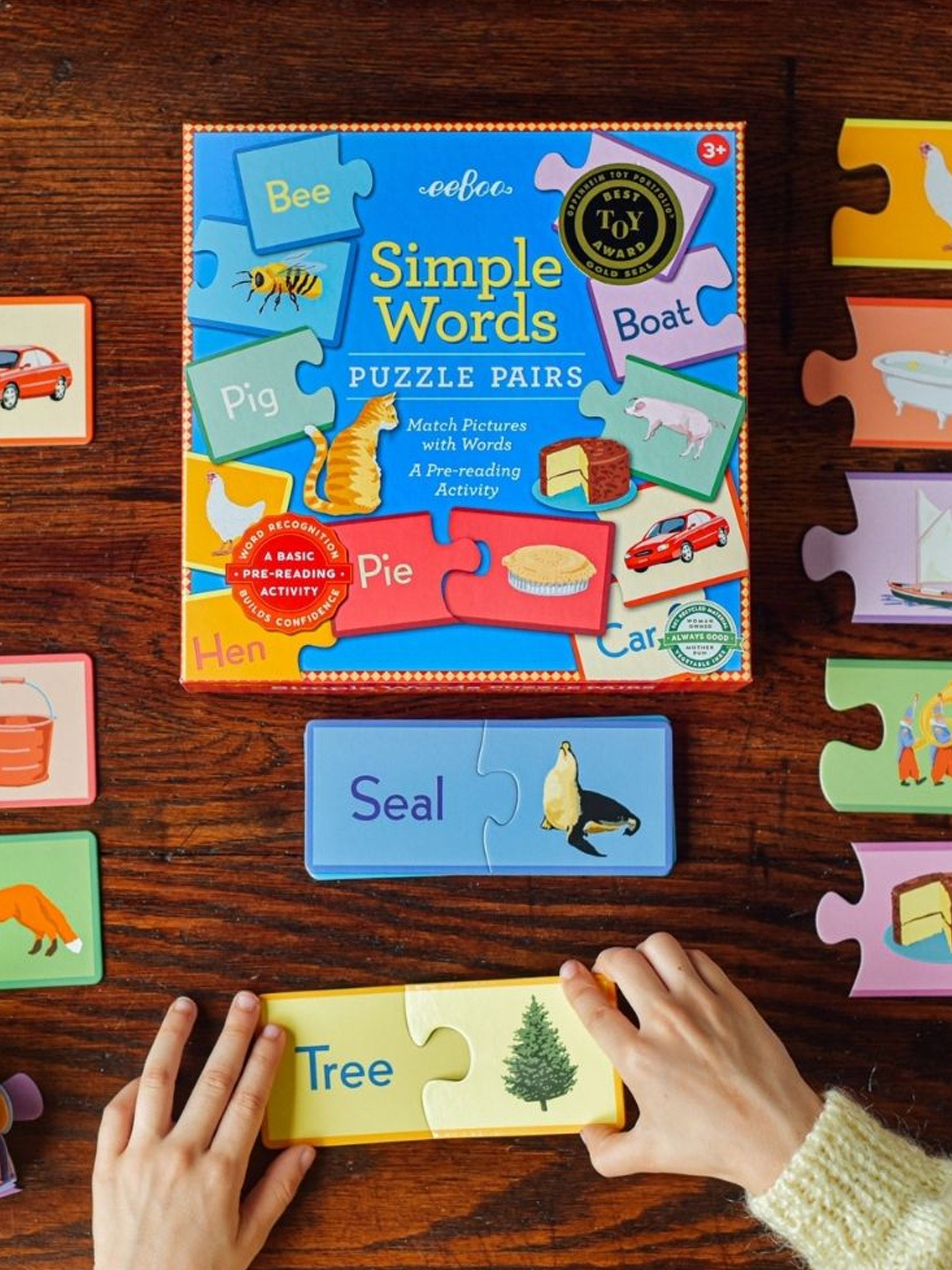 Simple Words Puzzle Pairs for early reading, word recognition and vocabulary building.