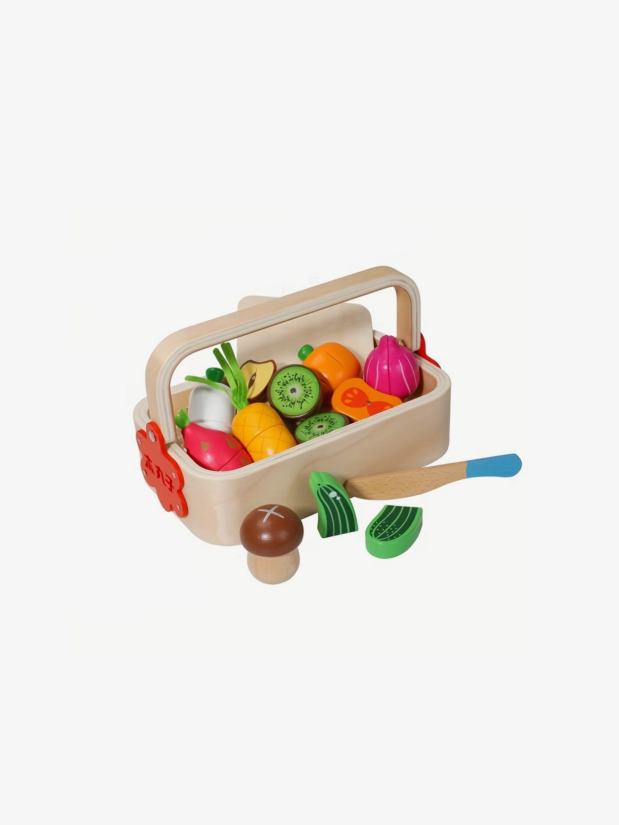 Wooden Fruit Basket Magnetic Cutting Set (21 Piece)