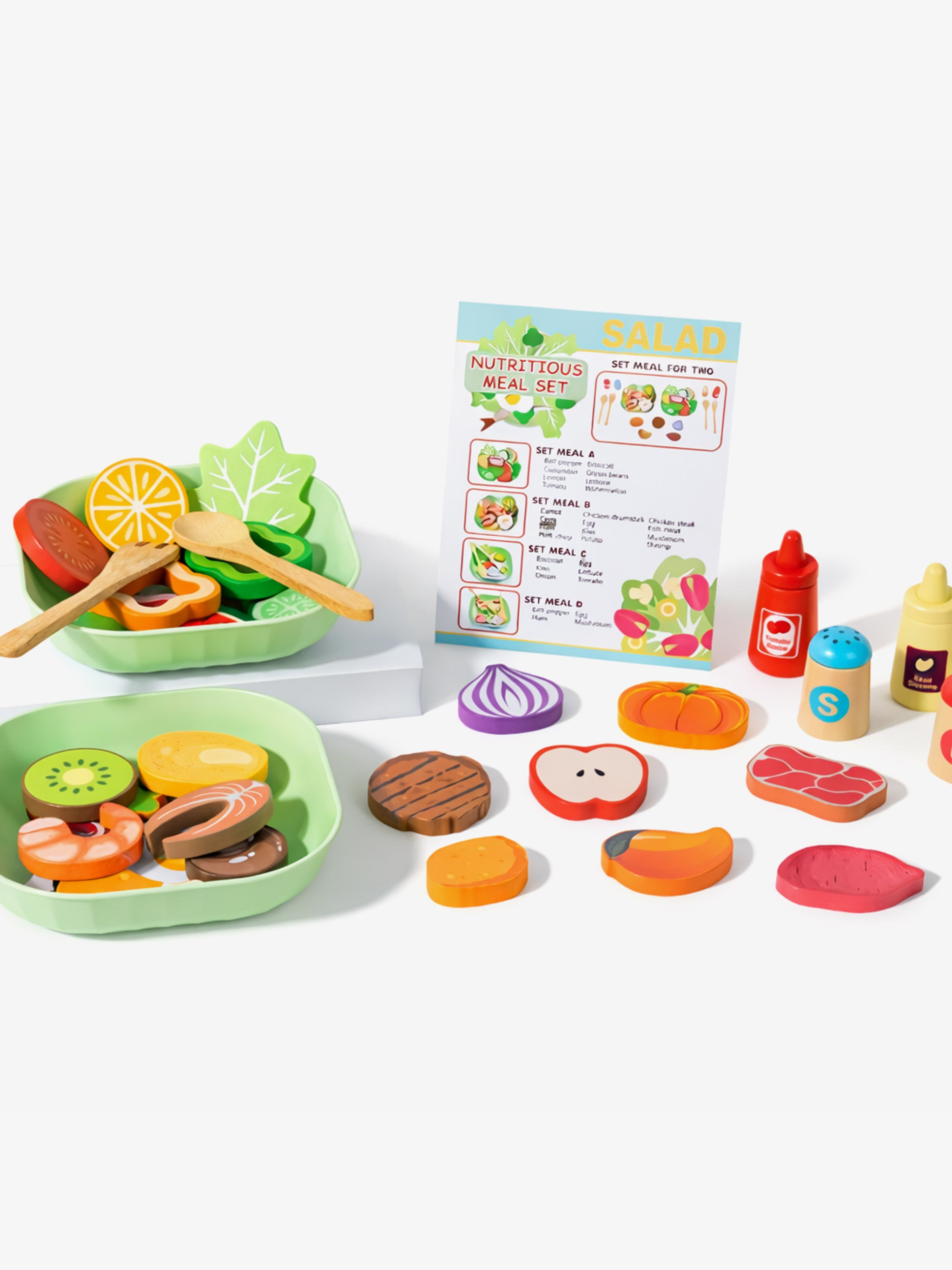 Wooden Salad Bowl Meal Set (35 Piece)