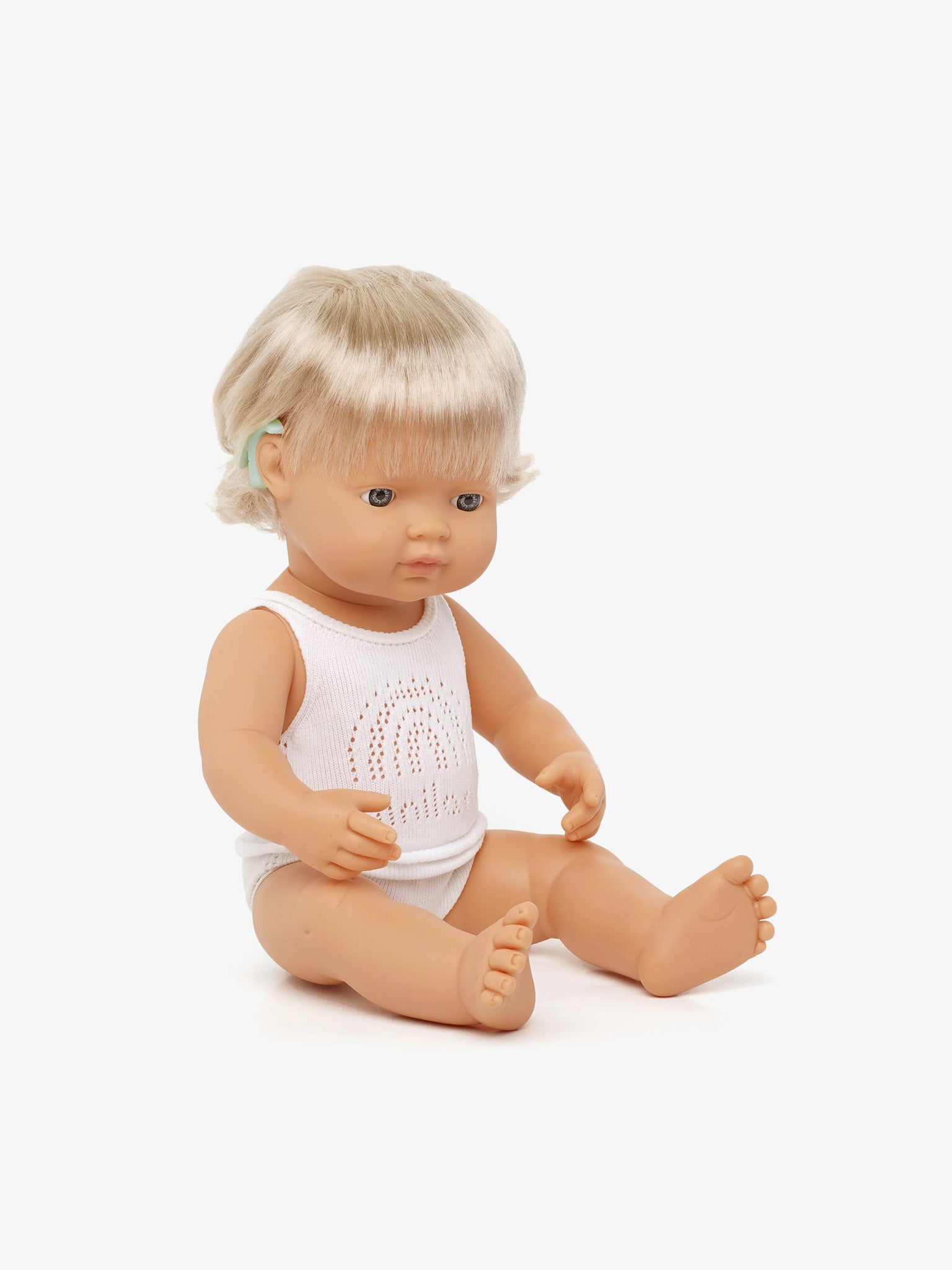 Baby Doll Caucasian Girl with Hearing Aid/Cochlear Implant (38 cm)