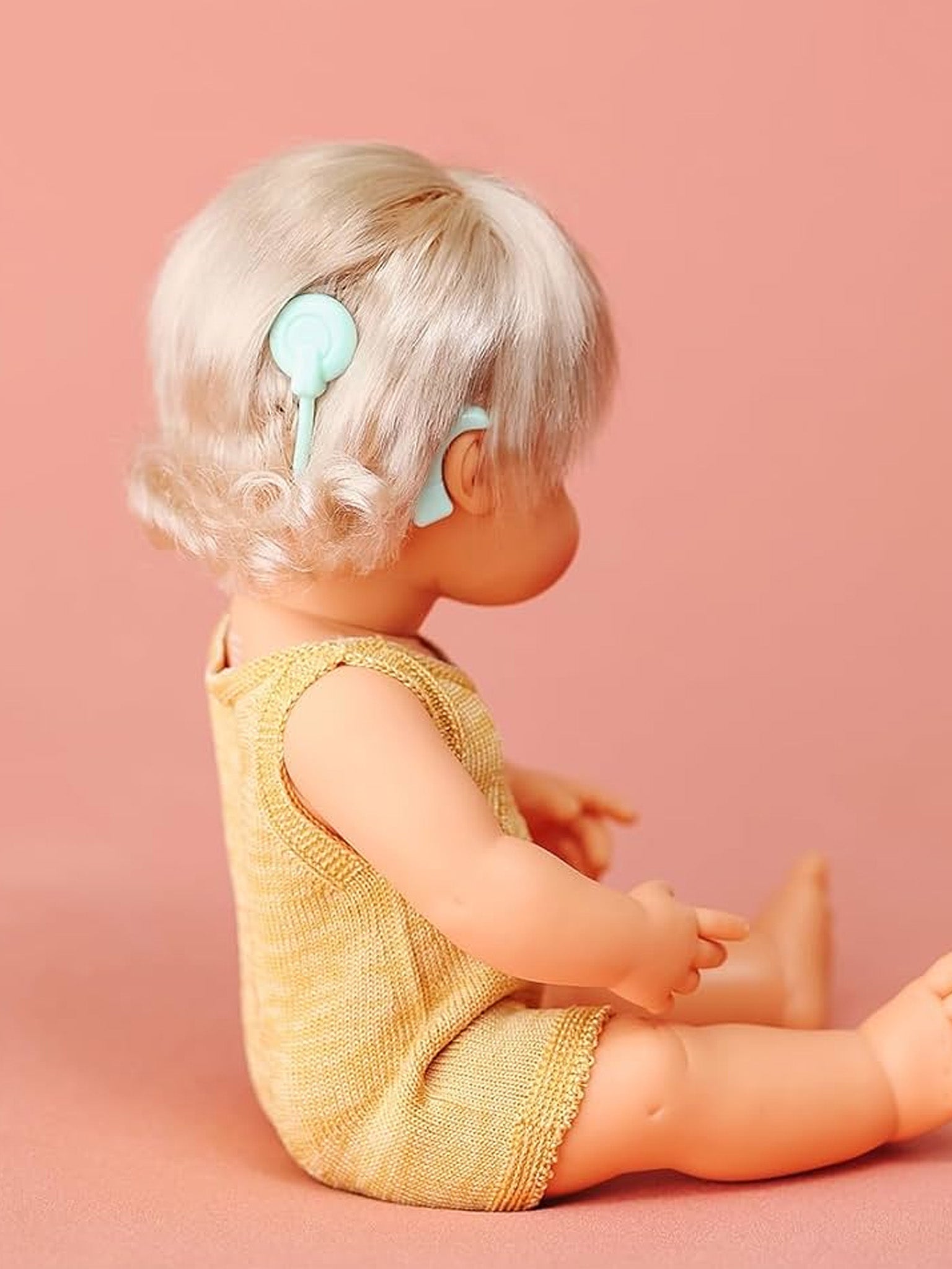 Baby Doll Caucasian Girl with Hearing Aid/Cochlear Implant (38 cm)