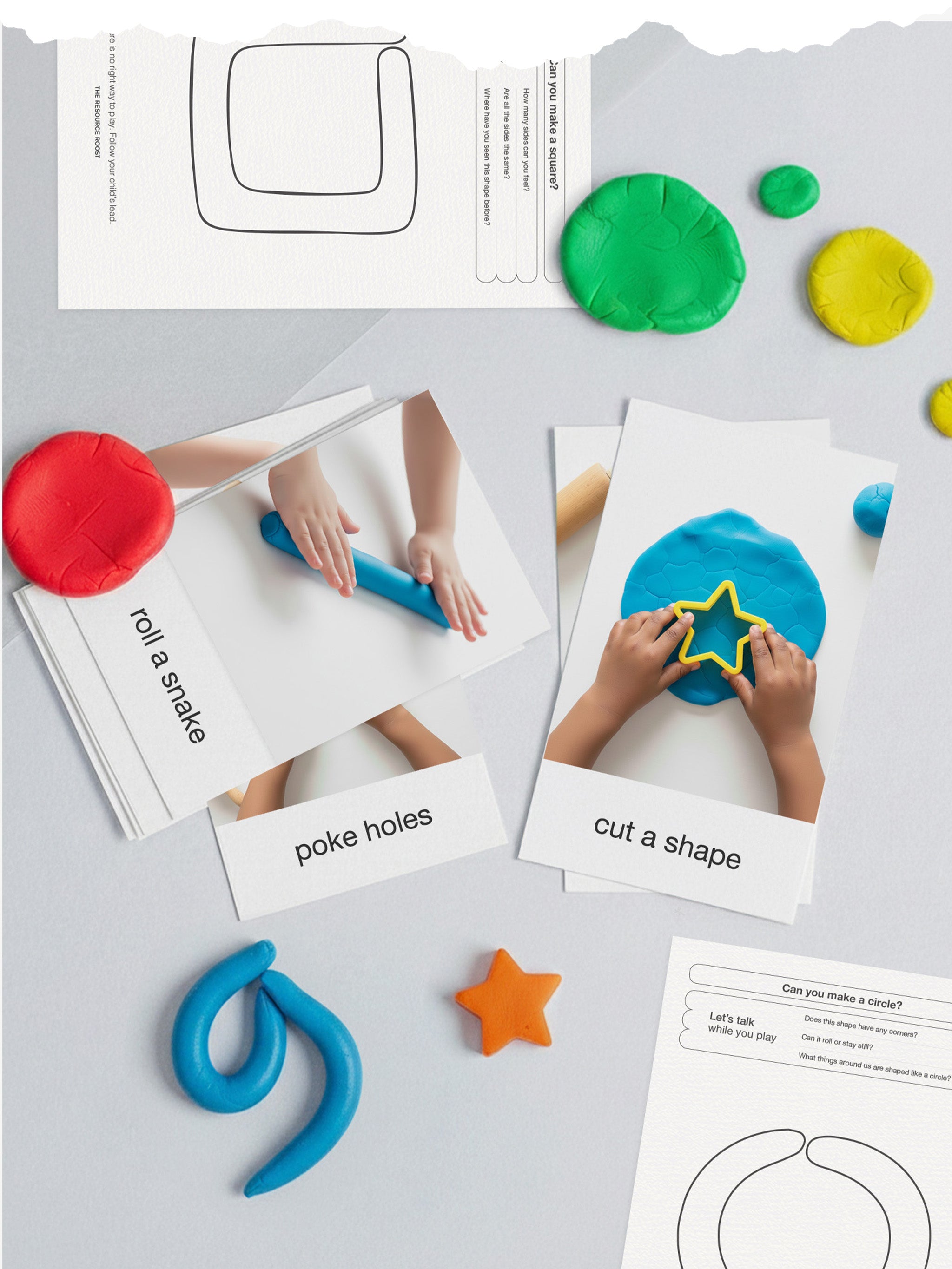 Printable Play-Doh mats for actions and shape-making