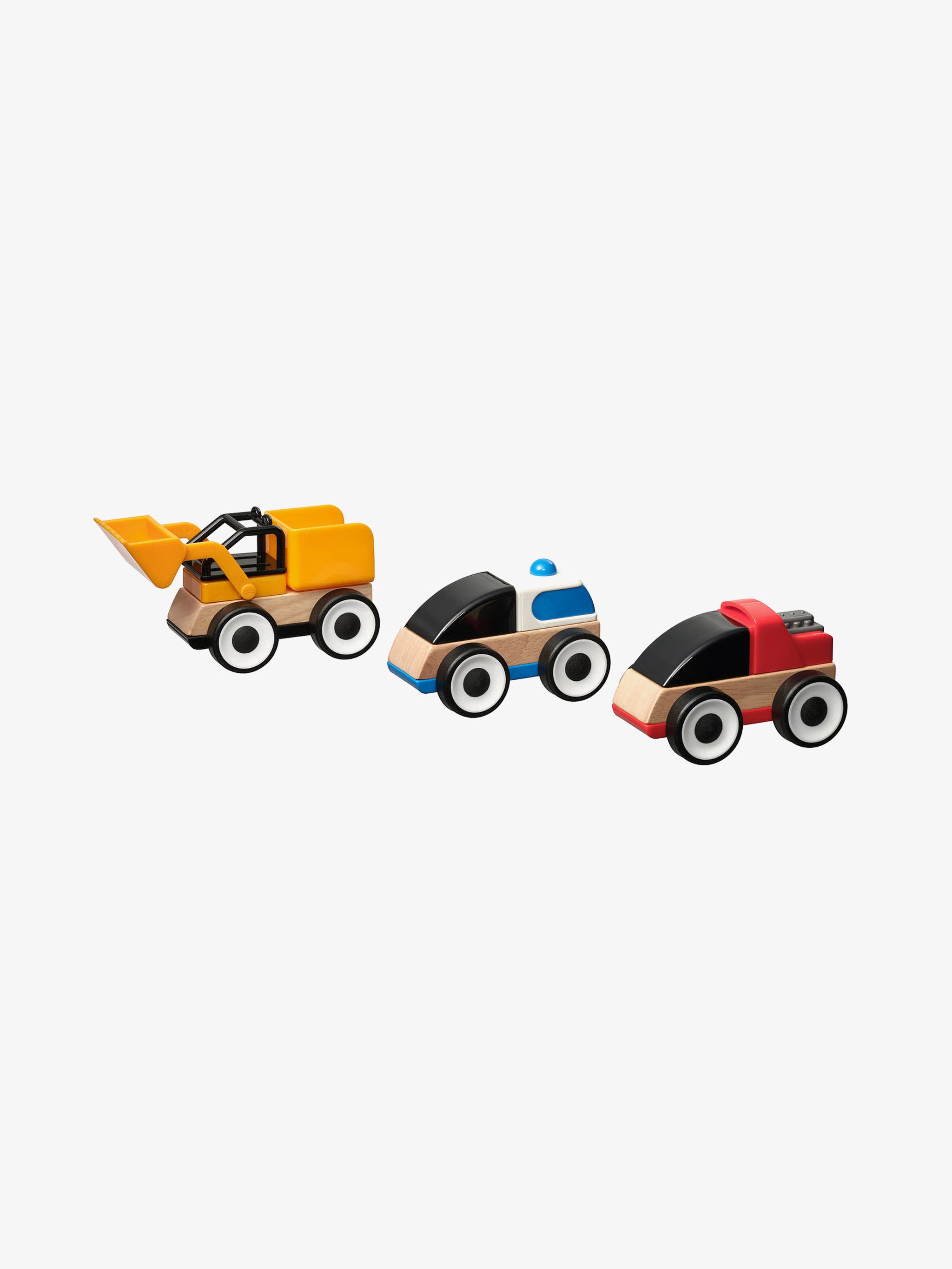 IKEA LILLABO Vehicle Set (Excavator, Police & Race Car)