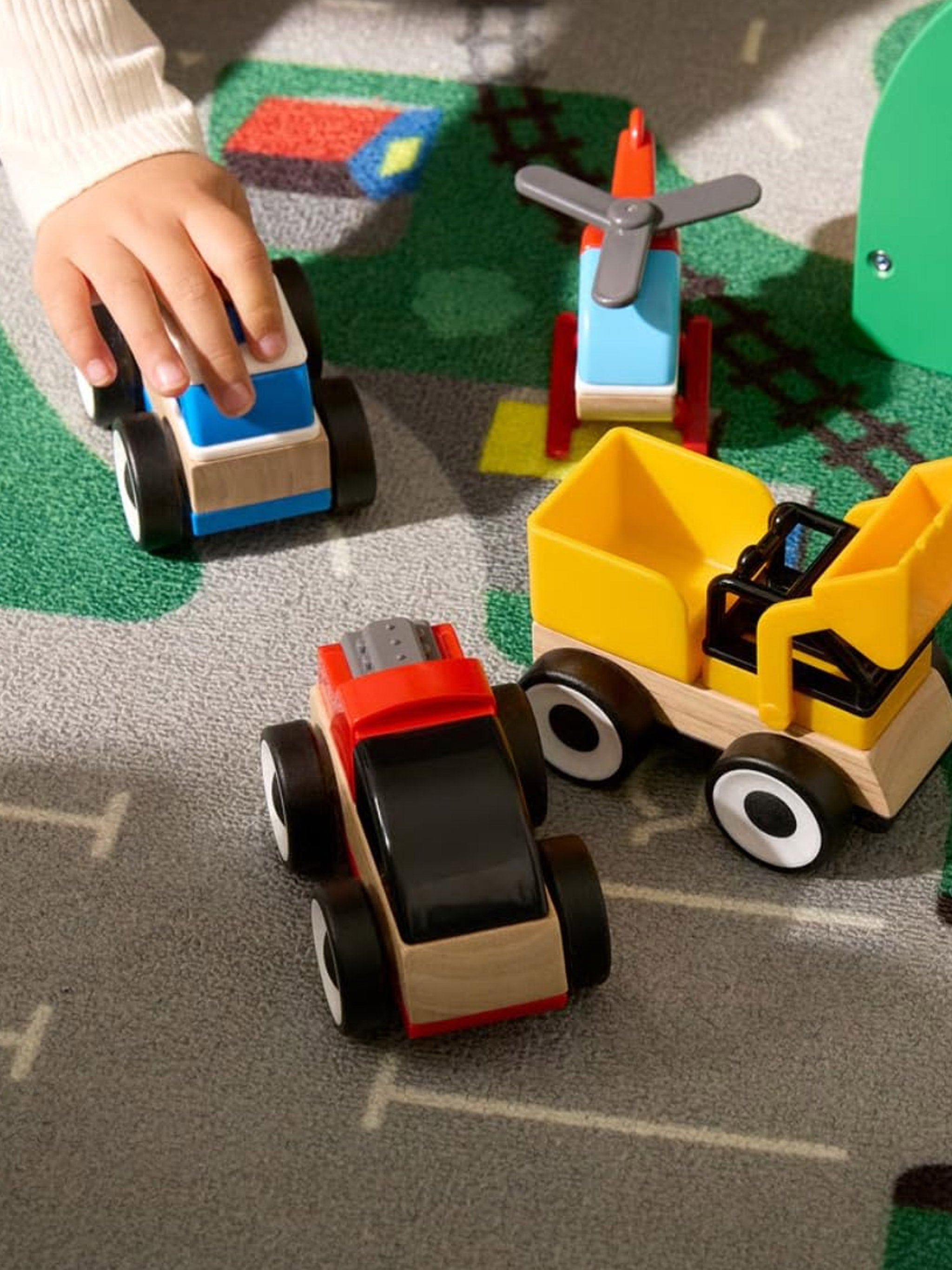 IKEA LILLABO Vehicle Set (Excavator, Police & Race Car)