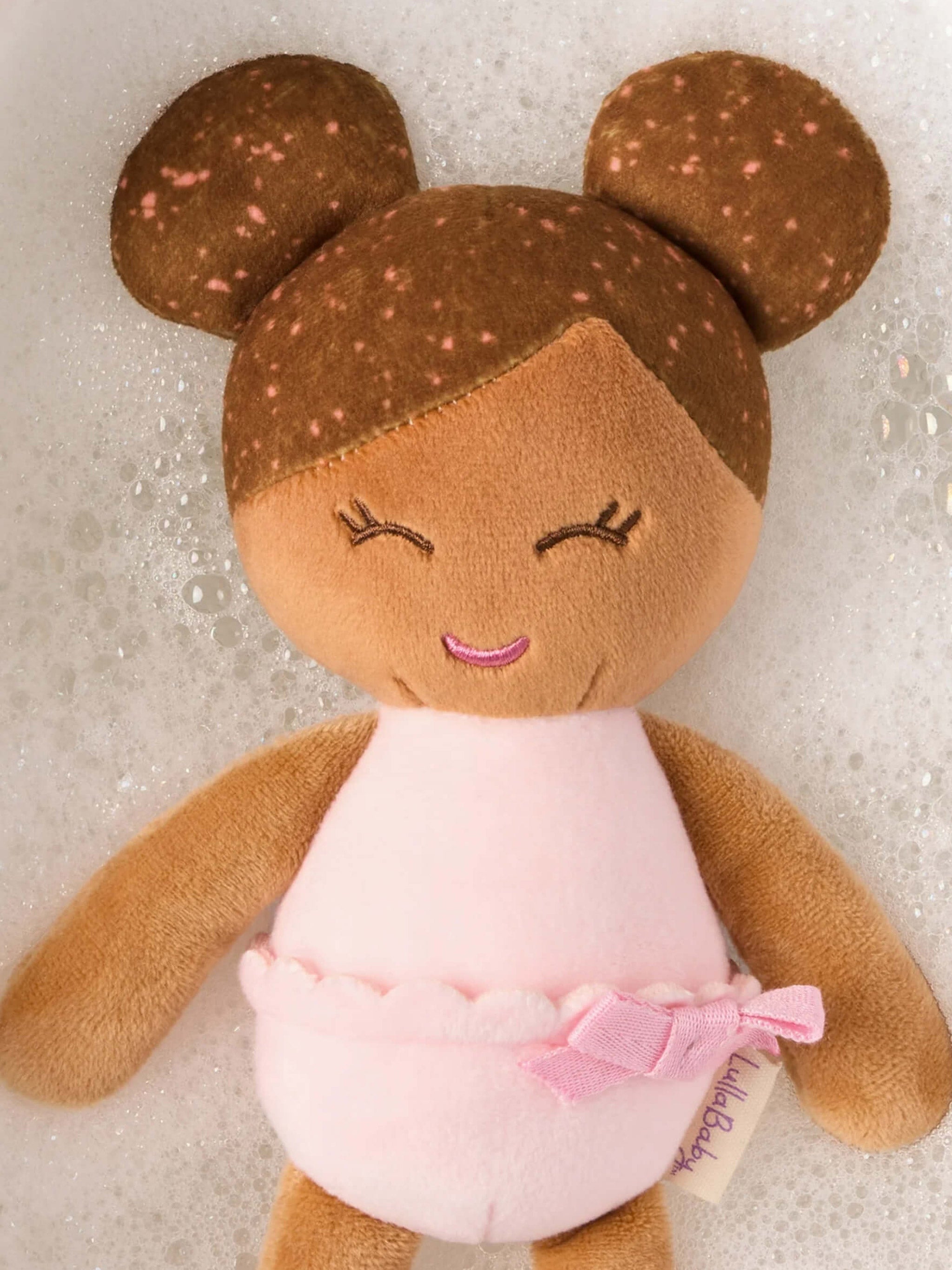 Plush Baby Bath Brown Hair & Olive Skin Girl Doll (36 cm)